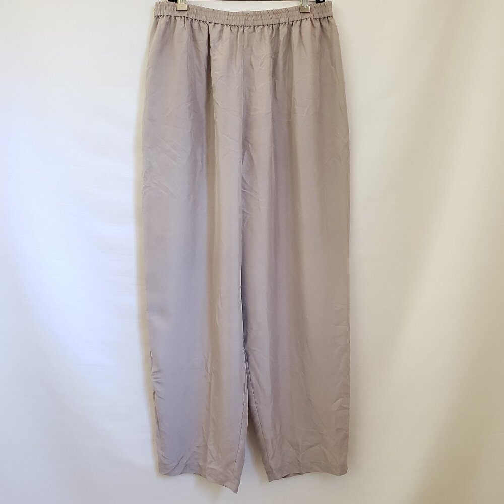 Vintage NWT Bechamel Women's taupe tan silk wide leg elastic pants / Size 14 XL